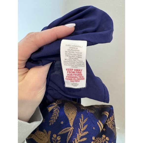 Mini Boden Dress Girls 5-6Y Blue Gold Woodland Animal Jacquard Party Holiday - Picture 6 of 6